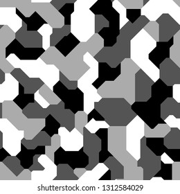 Geometric camouflage seamless pattern. Abstract modern digital military and hunting endless camo texture. Vector background.
