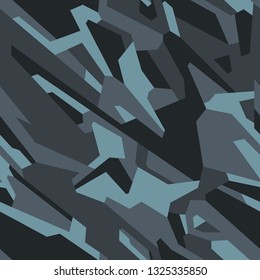 Geometric camouflage seamless pattern. Abstract modern military camo texture style background. Vector illustration.