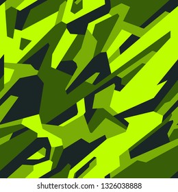 Geometric camouflage seamless pattern. Abstract modern military camo texture style background. Vector illustration.