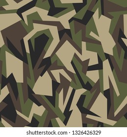 Geometric camouflage seamless pattern. Abstract modern military urban texture. Vector illustration.