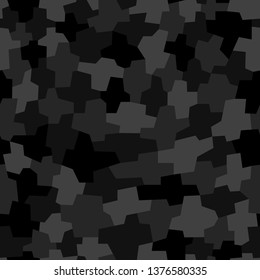 Geometric camouflage seamless pattern. Abstract modern camo, black and white modern military texture background. Vector illustration.