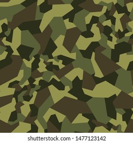 Geometric camouflage seamless pattern. Abstract modern camo military texture for fabric and fashion print. Army and hunting endless masking background. Vector illustration.