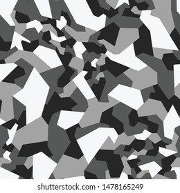 Geometric camouflage seamless pattern. Abstract modern camo military texture for fabric and fashion print. Army and hunting endless masking background. Vector illustration.