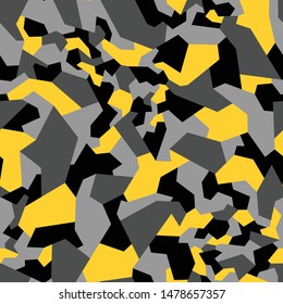 Geometric camouflage seamless pattern. Abstract modern camo military texture for fabric and fashion print. Army and hunting endless masking background. Vector illustration.