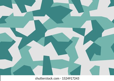 Geometric camouflage seamless pattern. Abstract modern military urban texture. Blue color background. Vector illustration.
