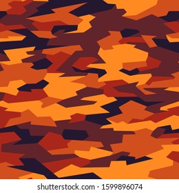Geometric camouflage seamless pattern. Abstract modern camo endless background in trendy colors. Military texture for fabric, fashion and wrap print. Vector illustration.