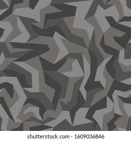 Geometric camouflage seamless pattern. Abstract modern camo, black and white modern military texture background. Vector illustration.