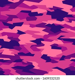 Geometric camouflage seamless pattern. Abstract modern camo endless background in trendy colors. Military texture for fabric, fashion and wrap print. Vector illustration.