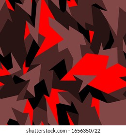 Diseño de camuflaje geométrico sin fisuras. Textura de camo de polígono moderno abstracta para el ejército y la impresión de tela de caza. Ilustración vectorial.