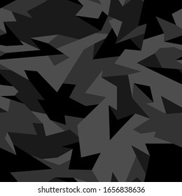 Geometric camouflage seamless pattern. Abstract modern polygon camo texture for army and hunting fabric print. Vector illustration.