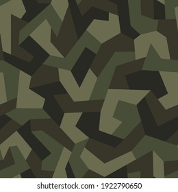 Geometric camouflage seamless pattern. Abstract modern military urban camo texture for fabric and fashion print. Vector illustration.