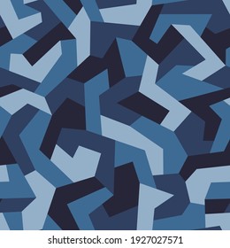 Geometrisches Tarnung nahtloses Muster. Abstrakte moderne militärische Camo-Textur für Stoff- und Modedruck. Vektorgrafik.