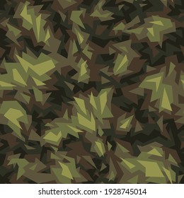 Geometric camouflage seamless pattern. Abstract modern endless military camo texture for fabric and fashion print. Vector background.