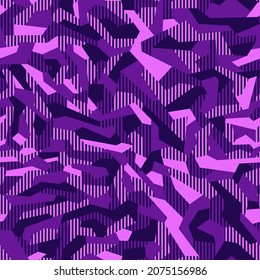 Geometric camouflage seamless pattern. Abstract modern military camo background of polygons for fabric textile and vinyl wrap print. Endless vector illustration.