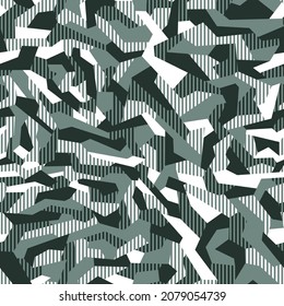 Geometric camouflage seamless pattern. Abstract modern military camo background of polygons for fabric textile and vinyl wrap print. Endless vector illustration.