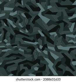 Geometric camouflage seamless pattern. Abstract modern military camo background of polygons for fabric textile and vinyl wrap print. Endless vector illustration.