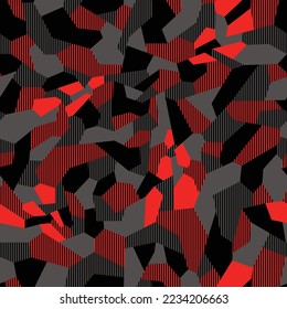 Geometrisches Tarnung nahtloses Muster. Abstrakte moderne militärische Camo-Textur für Stoff- und Modedruck. Vektorhintergrund.