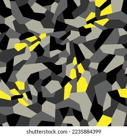 Geometric camouflage seamless pattern. Abstract modern military urban camo texture for fabric and fashion print. Vector background.