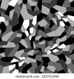 Geometric camouflage seamless pattern. Abstract modern military urban camo texture for fabric and fashion print. Vector background.
