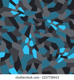 Patrón sin soldadura de camuflaje geométrico. Resumen de textura moderna de camo urbano militar para tela y estampado de moda. Fondo vectorial.