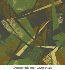 Camuflaje geométrico sin fisuras de diferentes líneas y formas