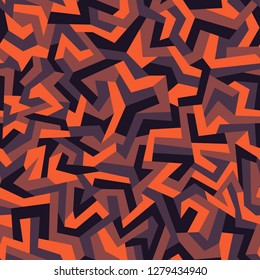 Geometric camouflage seamless pattern. Digital urban graffiti military texture fabric and fashion print. Abstract modern endless background. Vector illustration.