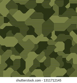 Geometric camouflage seamless pattern. Striped abstract modern digital military and hunting endless camo texture. Vector background.