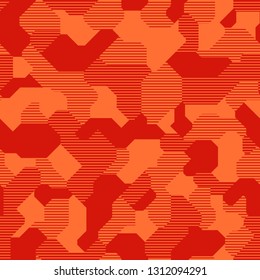 Geometric camouflage seamless pattern. Striped abstract modern digital military colorful endless camo texture. Vector background.