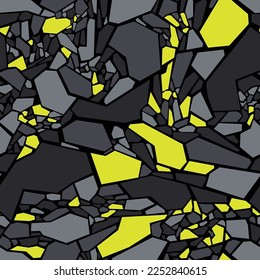 Geometric camouflage stones seamless pattern. Abstract modern endless military split tiles texture for fabric and fashion print. Vector background.