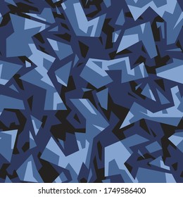 Geometric camouflage texture seamless pattern. Abstract modern military camo endless background. Ornament for fabric and fashion print. Vector illustration.