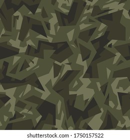 Geometric camouflage texture seamless pattern. Abstract modern military camo endless background. Ornament for fabric and fashion print. Vector illustration.