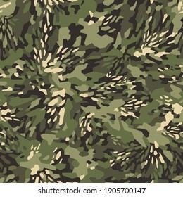 Geometric camouflage texture seamless pattern. Abstract modern military camo endless background. Ornament for fabric, fashion and vinyl wrap print. Vector illustration.