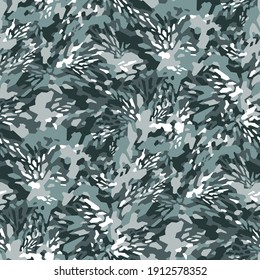 Geometric camouflage texture seamless pattern. Abstract modern military camo endless background. Ornament for fabric, fashion and vinyl wrap print. Vector illustration.