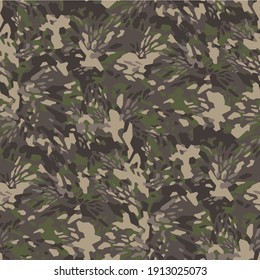 Geometric camouflage texture seamless pattern. Abstract modern military camo endless background. Ornament for fabric, fashion and vinyl wrap print. Vector illustration.
