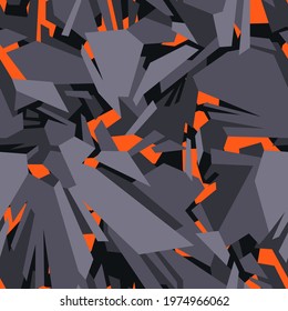 Geometric camouflage texture seamless pattern. Abstract modern military camo endless background. Ornament for fabric, fashion and vinyl wrap print. Vector illustration.