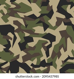 Geometric camouflage texture seamless pattern. Abstract modern military camo polygonal ornament for fabric and fashion print. Vector illustration.