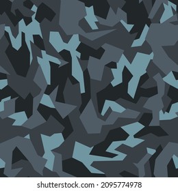 Geometric camouflage texture seamless pattern. Abstract modern military camo polygonal ornament for fabric and fashion print. Vector illustration.