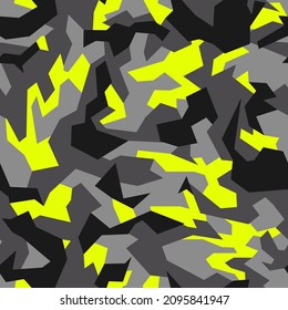 Geometric camouflage texture seamless pattern. Abstract modern military camo polygonal ornament for fabric and fashion print. Vector illustration.