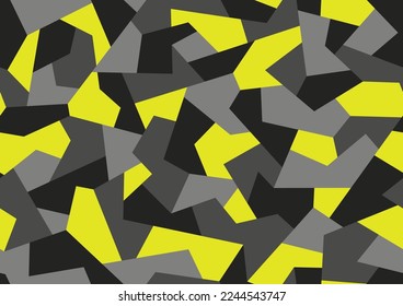 Geometric camouflage texture seamless pattern. Abstract modern military polygonal ornament for fabric and fashion print. Vector background.