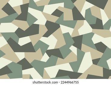 Geometric camouflage texture seamless pattern. Abstract modern military polygonal ornament for fabric and fashion print. Vector background.