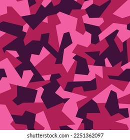 La textura de camuflaje geométrico es un patrón sin fisuras. Resumen del adorno deportivo militar moderno para tela y estampado textil de moda. Fondo vectorial.