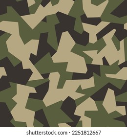 Geometric camouflage texture seamless pattern. Abstract modern military sport ornament for fabric and fashion textile print. Vector background.