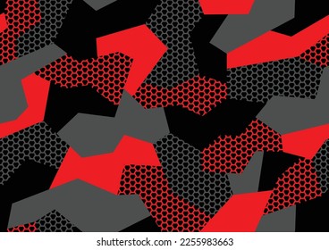 Geometric camouflage texture seamless pattern. Abstract modern military sport ornament for fabric and fashion textile print. Vector background.