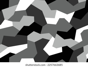 Geometric camouflage texture seamless pattern. Abstract modern military sport ornament for fabric and fashion textile print. Vector background.