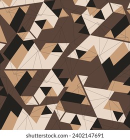 Geometric camouflage texture seamless pattern. Abstract modern military camouflage endless background. Ornament for fabric and fashion print. vector illustration.