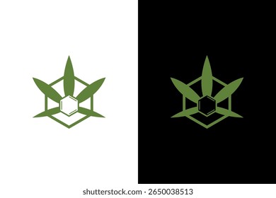 Geometric Cannabis Leaf Abstract Logo Design
