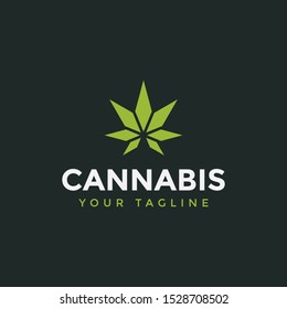 Geometric Cannabis Leaf Logo Design Template Illustration