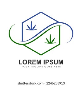 Vector de logotipo de cannabis geométrico Icono Icono Ilustración de signo en fondo blanco aislado