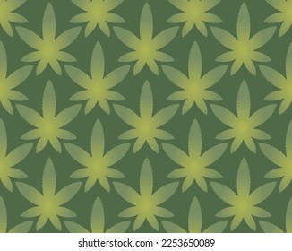 geometrisches Cannabis-Unkraut-Marihuana-Muster, Vektorgrafik nahtlos wiederholt grünes Farbverlauf-moderne Tapete 