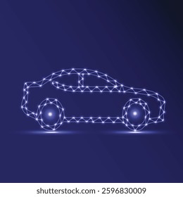 Geometric Car Illustration in Blue low poly design